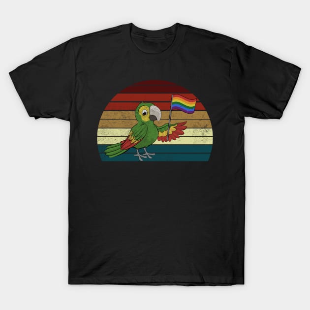 Vintage Gay Pride Flag Parrot T-Shirt For LGBT Pride T-Shirt by Kaileymahoney
